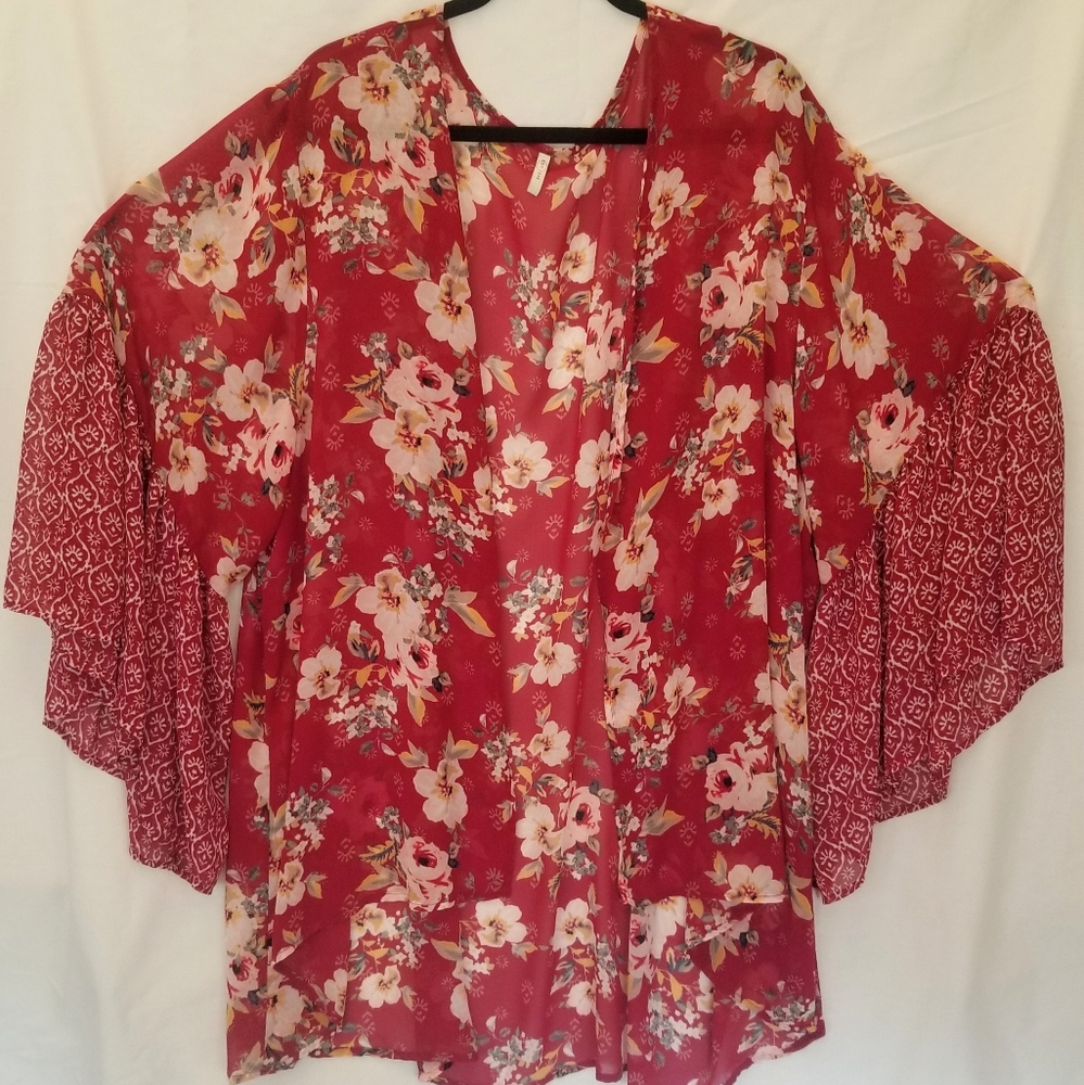 Women's Plus Floral Kimono